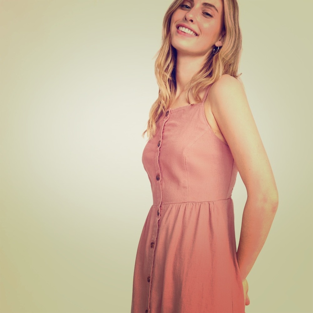 Old Navy Pink Button Midi Dress
